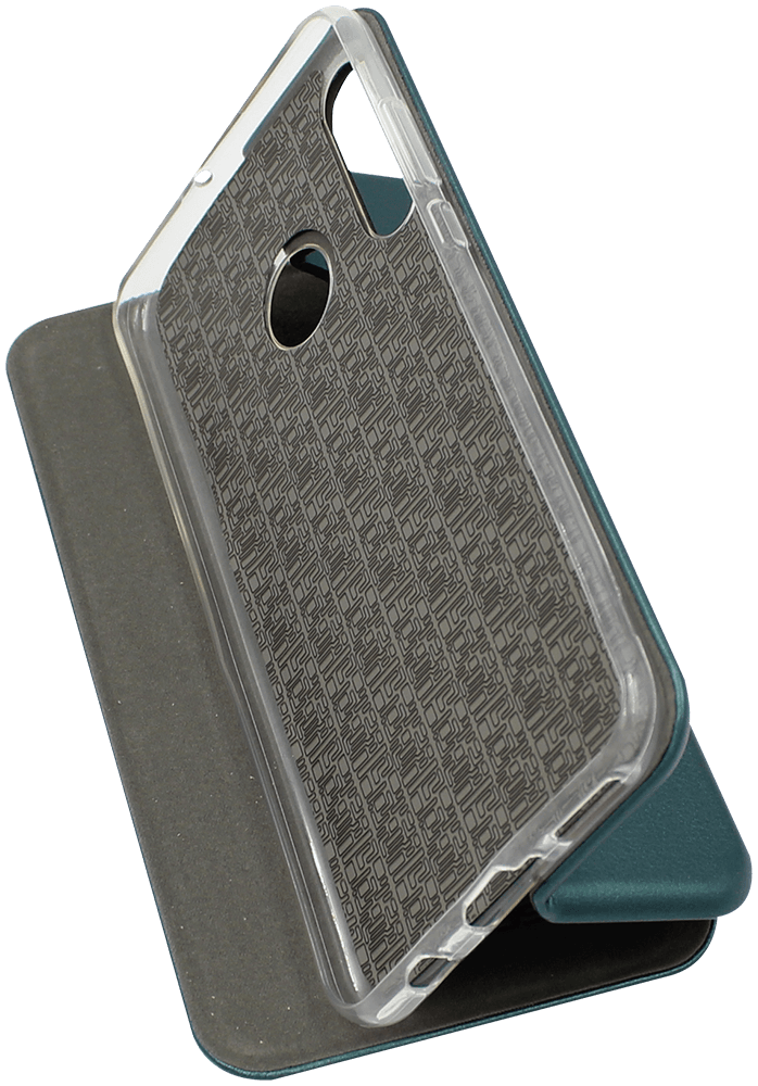 Huawei P30 Lite oldalra nyíló mágneses flipes bőrtok prémium minőség sötétzöld
