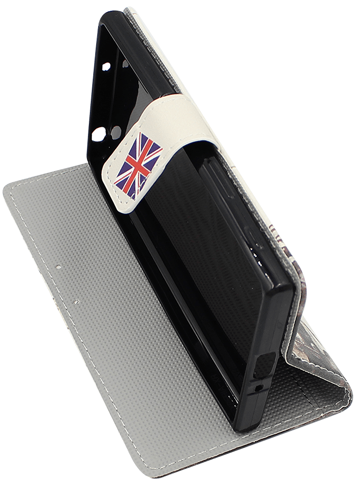 Sony Xperia XZ (F8331) oldalra nyíló flipes bőrtok Tower Bridge mintás fehér