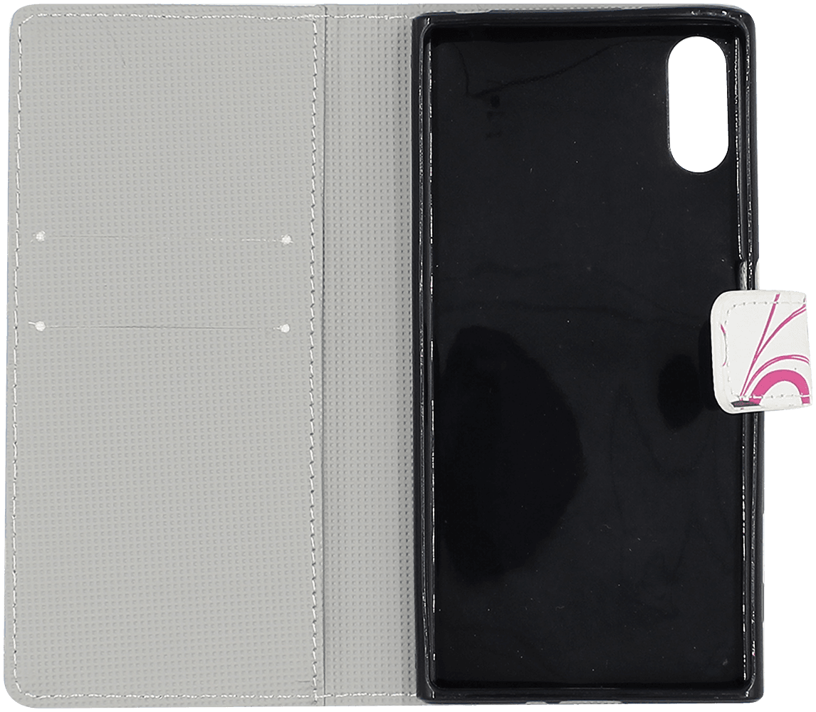 Sony Xperia XZ (F8331) oldalra nyíló flipes bőrtok szív mintás rózsaszín
