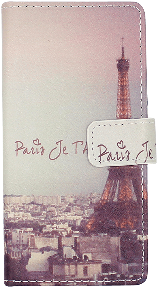 Sony Xperia XZ (F8331) oldalra nyíló flipes bőrtok Eiffel torony mintás rózsaszín