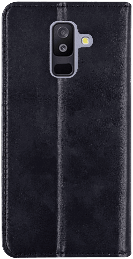 Samsung Galaxy A6 Plus 2018 (A605) oldalra nyíló flipes bőrtok valódi bőr fekete
