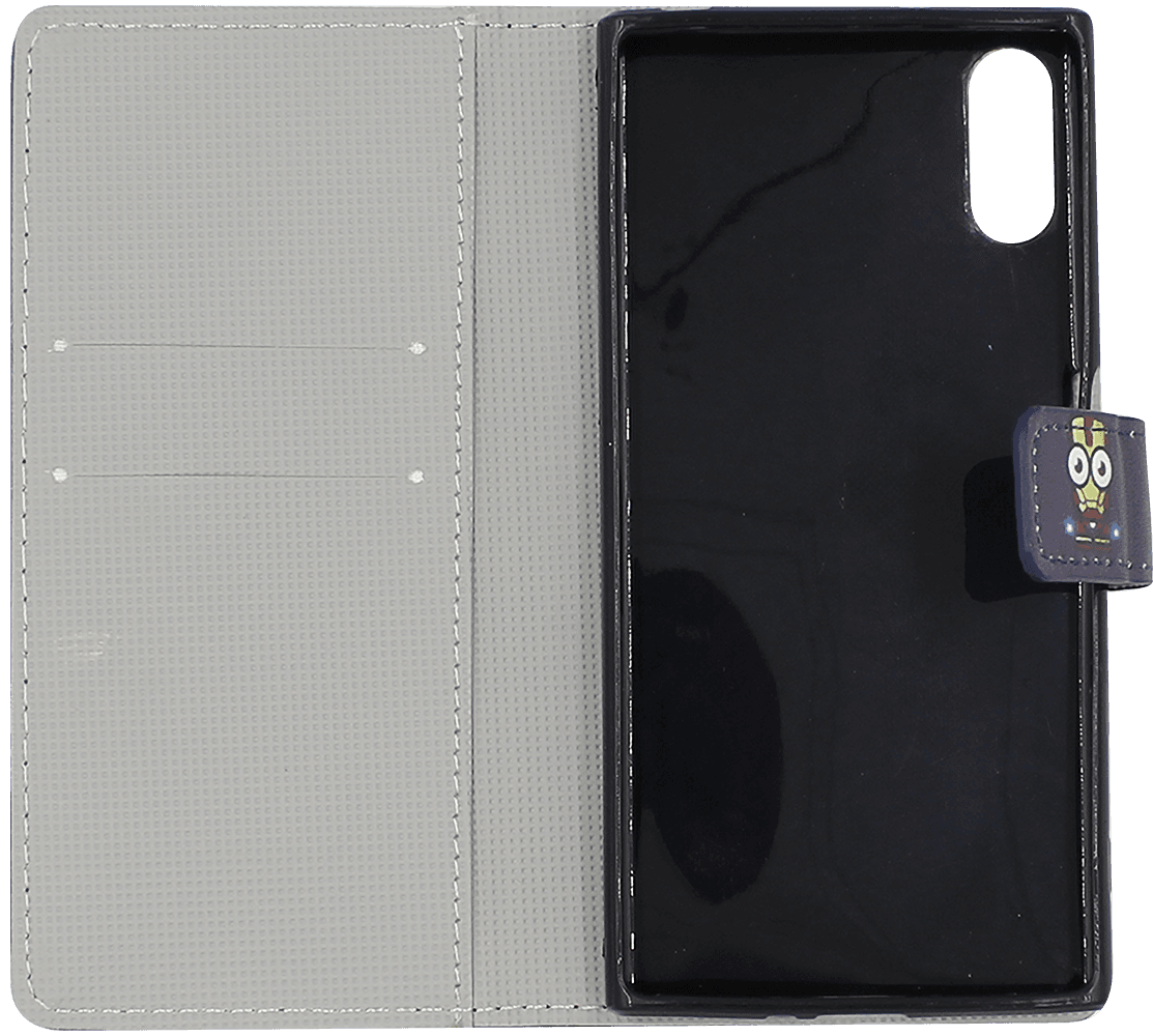 Sony Xperia XZ (F8331) oldalra nyíló flipes bőrtok vasember mintás sötétkék