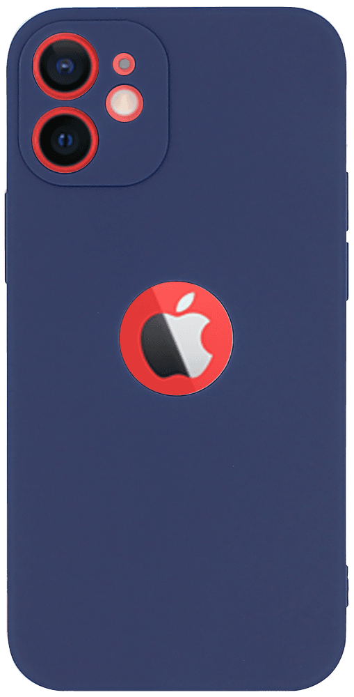 Apple iPhone 12 Mini szilikon tok logó kihagyós kameravédővel matt sötétkék