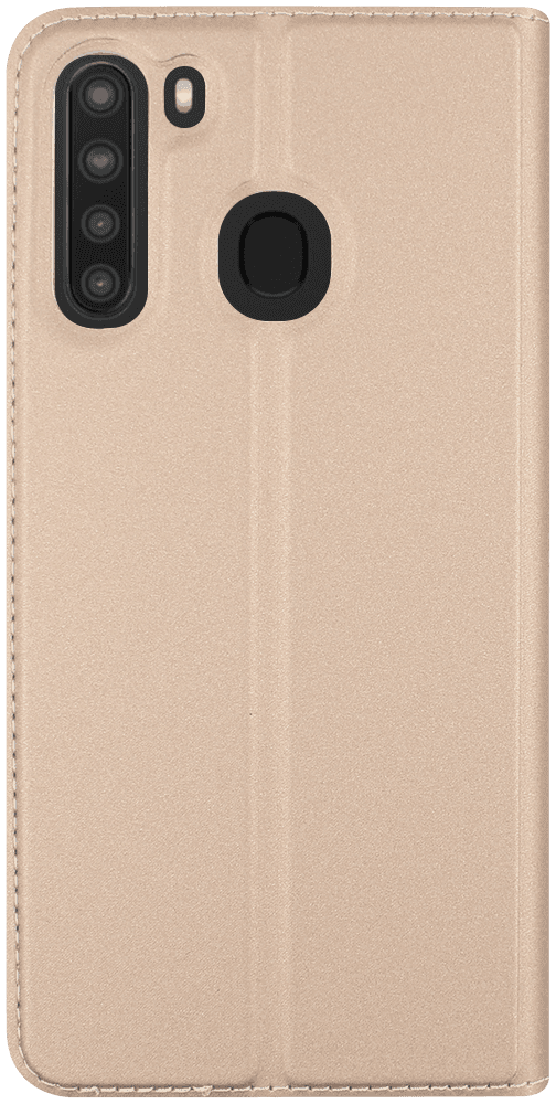 Samsung Galaxy A21 (SM-A210F) oldalra nyíló flipes bőrtok gyári DUX DUCIS bankkártya tartó rozéarany