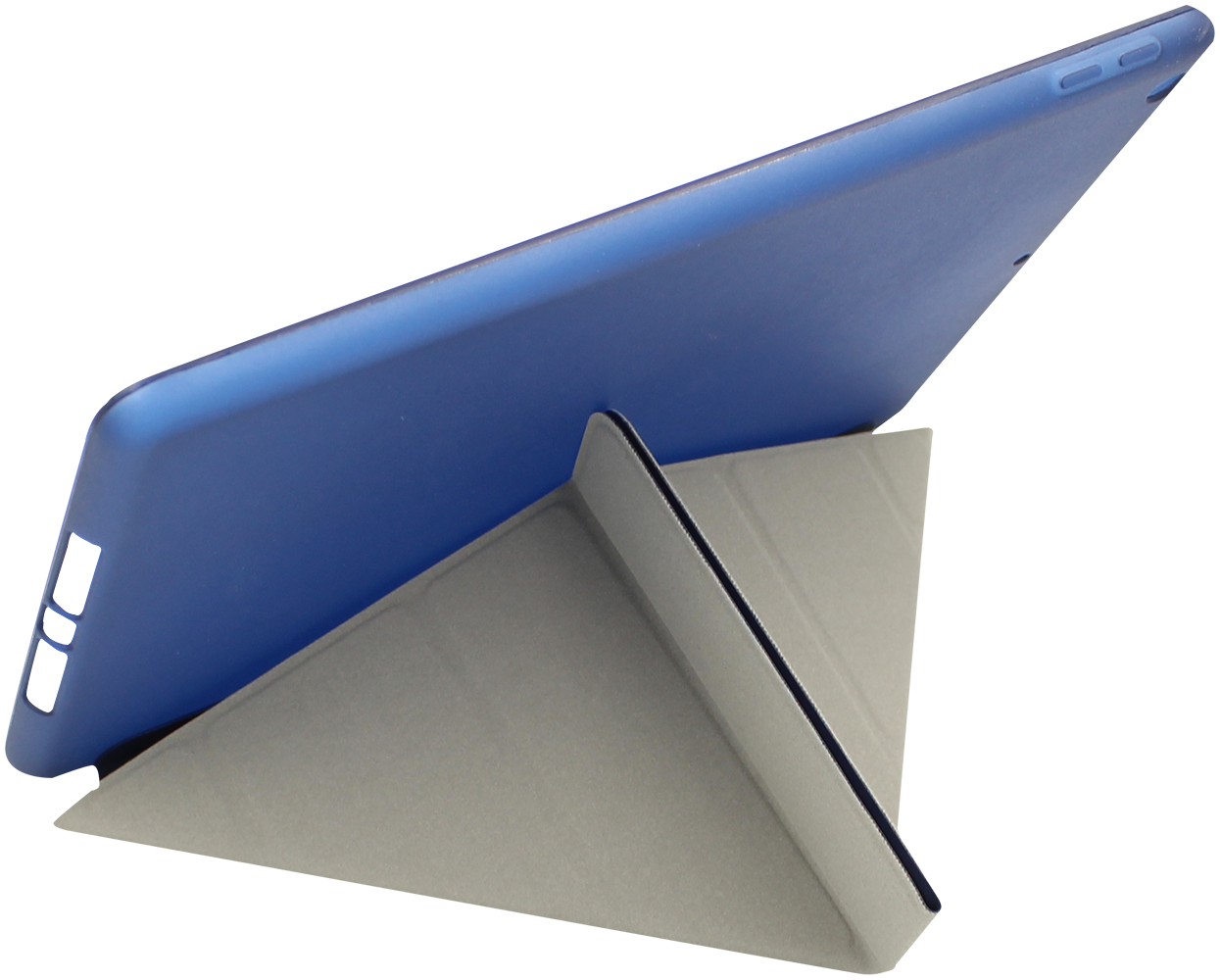 Apple iPad 2018 9.7 oldalra nyíló flipes bőrtok szilikon kerettel origami minta sötétkék