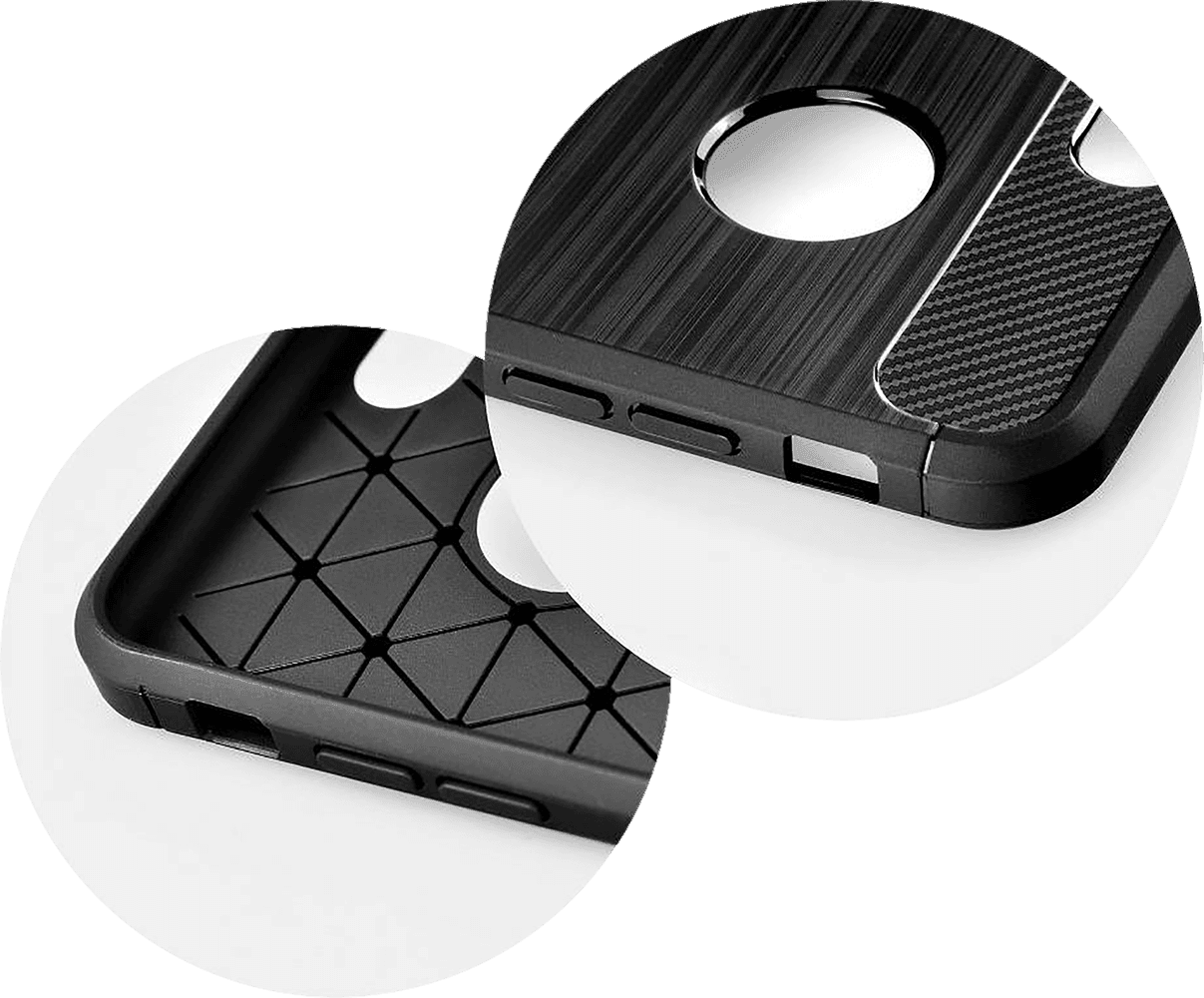 Motorola Moto G5 ütésálló szilikon tok szálcsiszolt-karbon minta légpárnás sarok fekete
