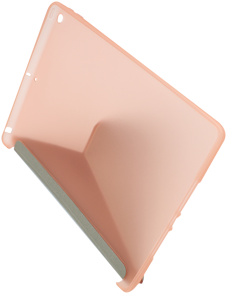 Apple iPad 2018 9.7 oldalra nyíló flipes bőrtok szilikon kerettel origami minta rozéarany