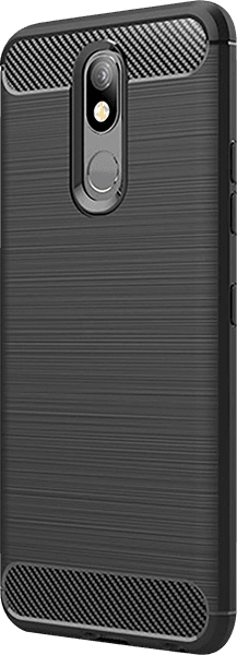 LG K40 (K12 Plus) ütésálló TPU tok szálcsiszolt - karbon minta légpárnás sarok fekete