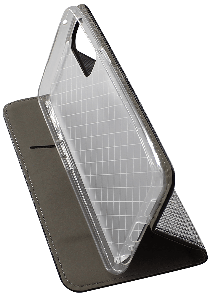 Oppo Reno4 oldalra nyíló flipes bőrtok rombusz mintás fekete