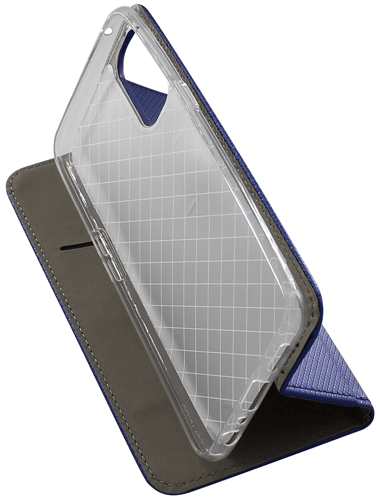 Oppo Reno4 oldalra nyíló flipes bőrtok rombusz mintás sötétkék