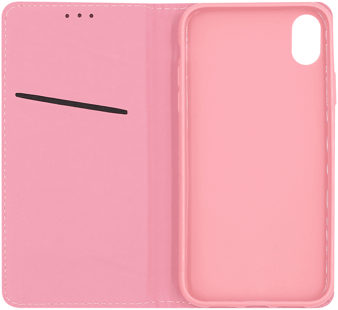Apple iPhone XR oldalra nyíló flipes bőrtok rombusz mintás rózsaszín