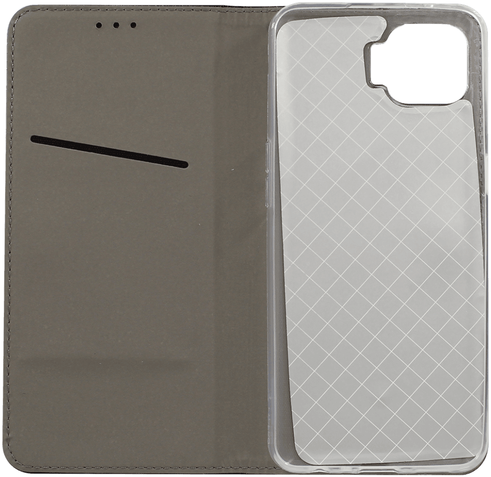 Oppo Reno4 Lite oldalra nyíló flipes bőrtok rombusz mintás fekete