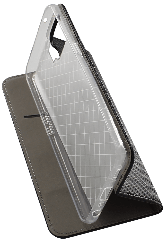 Oppo Reno4 Lite oldalra nyíló flipes bőrtok rombusz mintás fekete