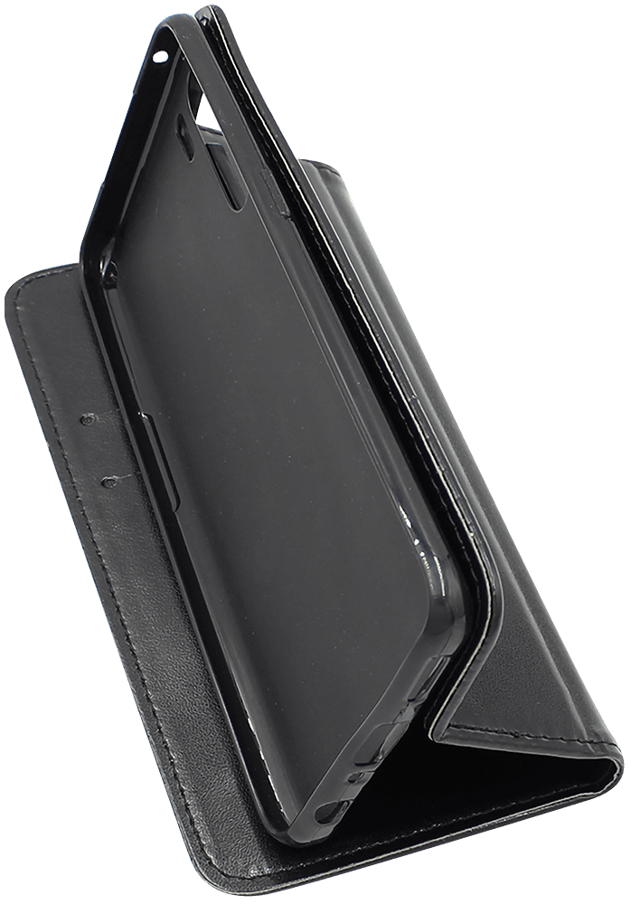 Oppo A91 oldalra nyíló flipes bőrtok asztali tartó funkciós fekete