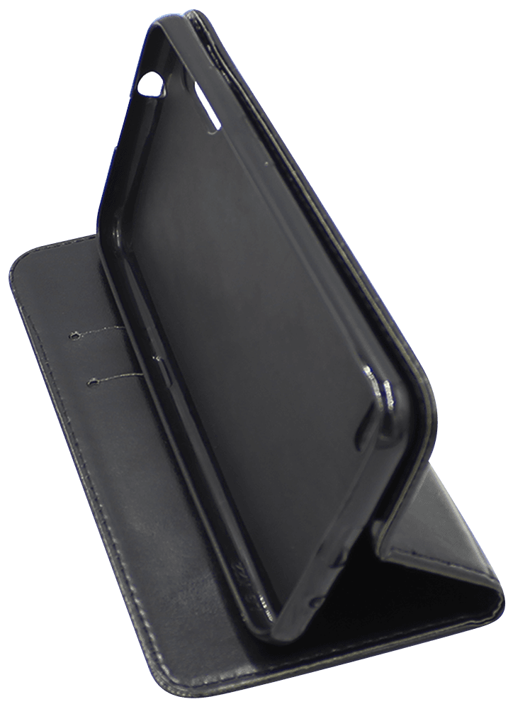 LG K22 oldalra nyíló flipes bőrtok asztali tartó funkciós fekete