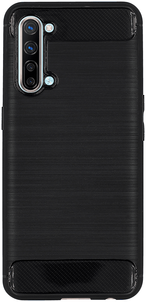 Oppo Find X2 Lite ütésálló szilikon tok szálcsiszolt-karbon minta légpárnás sarok fekete
