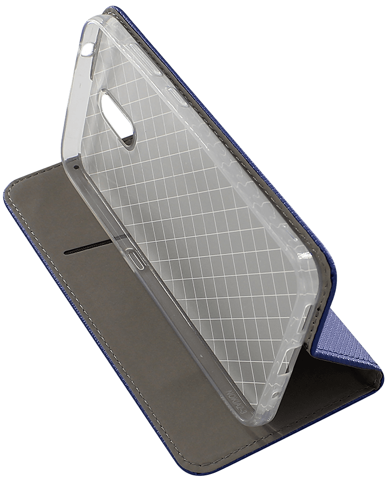 Nokia 2.3 oldalra nyíló flipes bőrtok rombusz mintás sötétkék