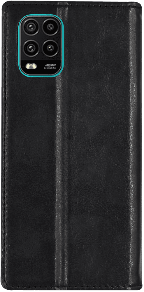 Xiaomi Mi 10 Lite 5G oldalra nyíló flipes bőrtok valódi bőr fekete