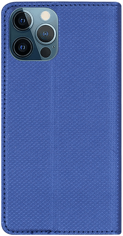 Apple iPhone 12 Pro oldalra nyíló flipes bőrtok rombusz mintás sötétkék
