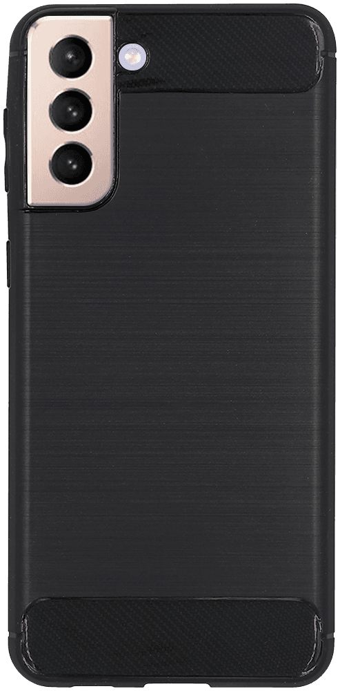 Samsung Galaxy S21 Plus 5G (SM-G996B) ütésálló szilikon tok szálcsiszolt-karbon minta légpárnás sarok fekete