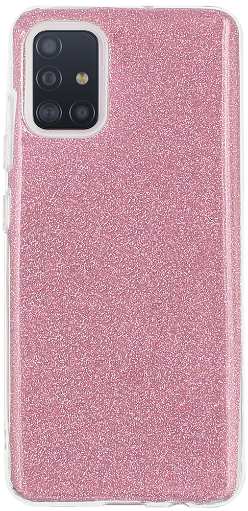 Samsung Galaxy A51 (SM-A515F) szilikon tok csillogó hátlap rózsaszín