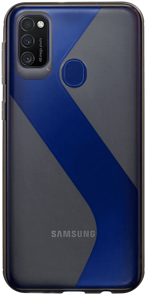 Samsung Galaxy M21 (SM-M215F) szilikon tok S-CASE átlátszó füstszínű