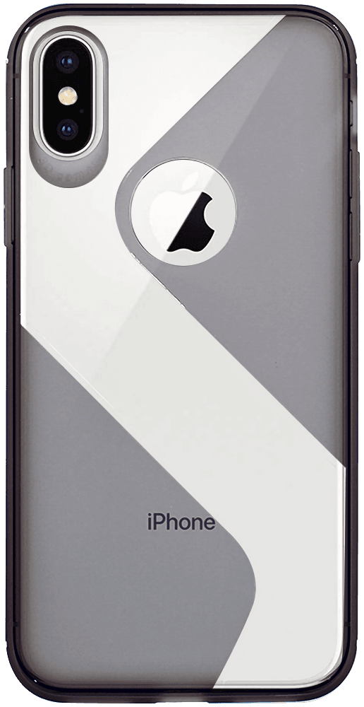 Apple iPhone XS szilikon tok logó kihagyós S-CASE átlátszó füstszínű