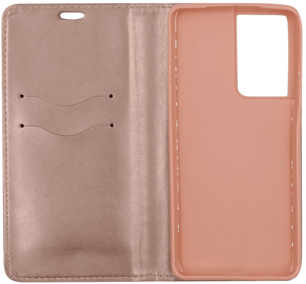 Samsung Galaxy S21 Ultra 5G (SM-G998B) oldalra nyíló flipes bőrtok asztali tartó funkciós rozéarany