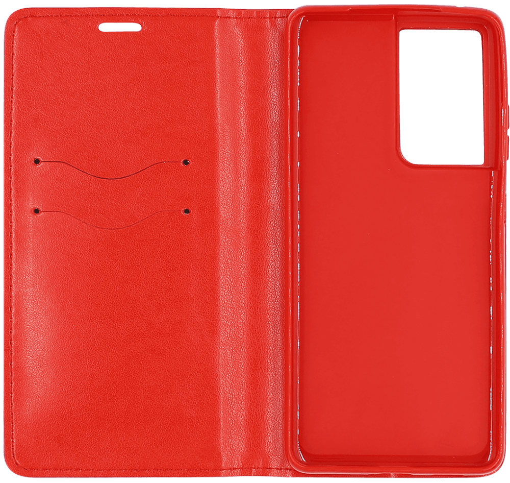 Samsung Galaxy S21 Ultra 5G (SM-G998B) oldalra nyíló flipes bőrtok asztali tartó funkciós piros