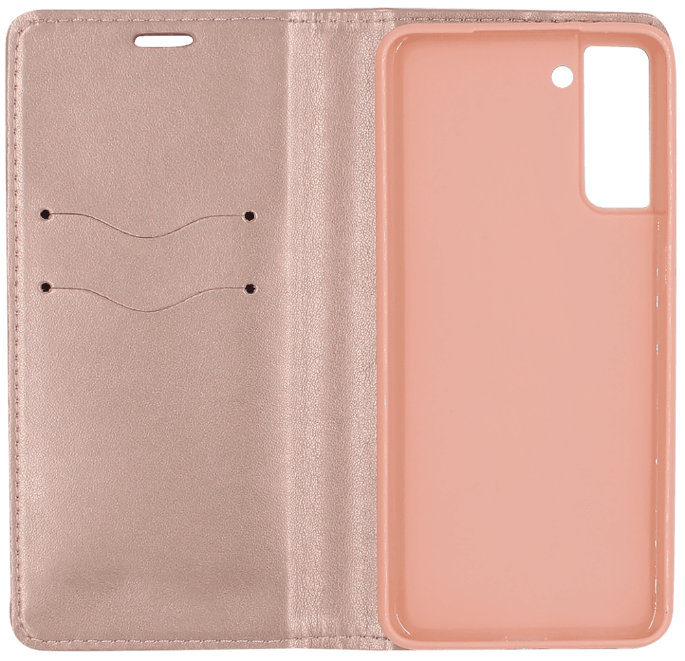 Samsung Galaxy S21 Plus 5G (SM-G996B) oldalra nyíló flipes bőrtok asztali tartó funkciós rozéarany