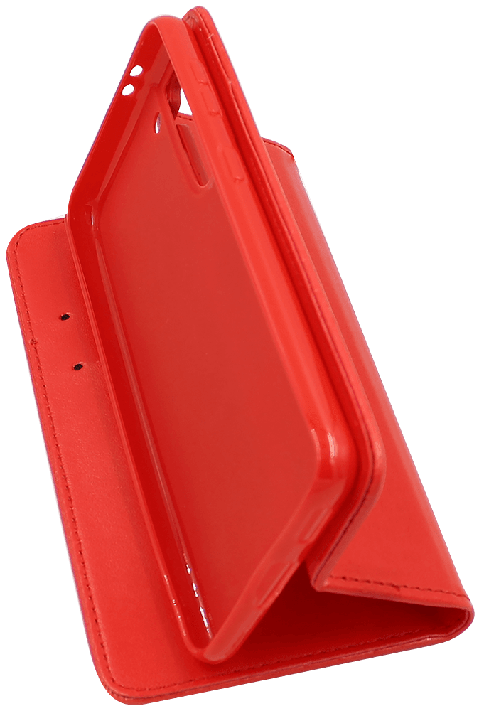 Samsung Galaxy S21 5G (SM-G991B) oldalra nyíló flipes bőrtok asztali tartó funkciós piros