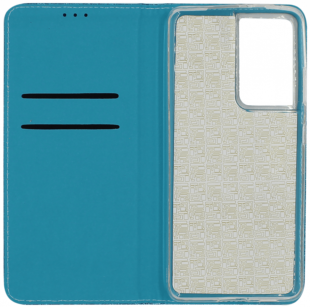 Samsung Galaxy S21 Ultra 5G (SM-G998B) oldalra nyíló flipes bőrtok csillámos kék