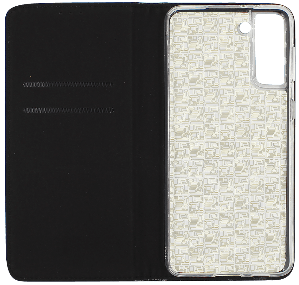 Samsung Galaxy S21 Plus 5G (SM-G996B) oldalra nyíló flipes bőrtok csillámos fekete