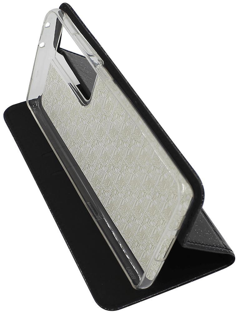 Samsung Galaxy S21 Ultra 5G (SM-G998B) oldalra nyíló flipes bőrtok csillámos fekete