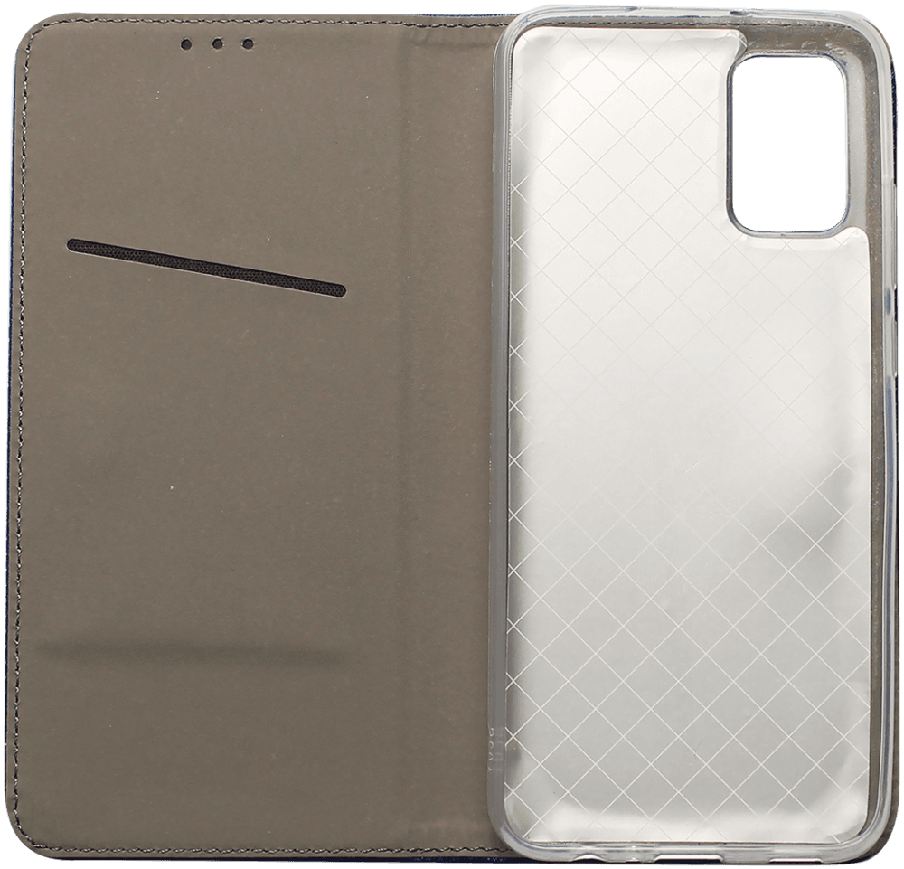 Samsung Galaxy A02s (SM-A025) oldalra nyíló flipes bőrtok rombusz mintás sötétkék