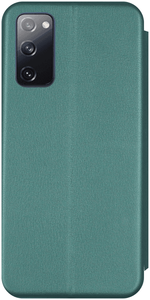 Samsung Galaxy S20 FE 5G oldalra nyíló mágneses flipes bőrtok prémium minőség sötétzöld