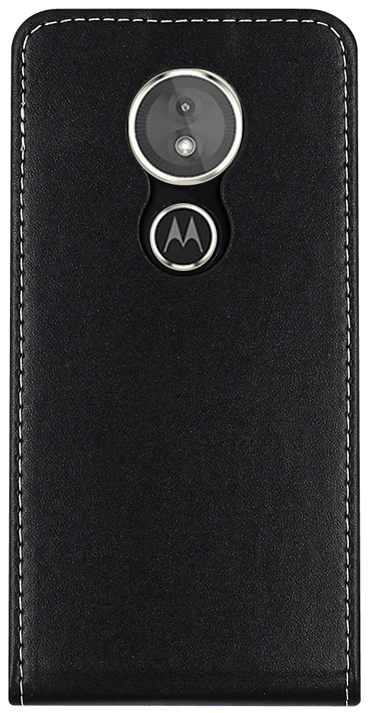 Motorola Moto E5 lenyíló flipes bőrtok fekete