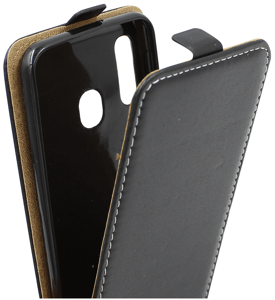 Samsung Galaxy A20e (SM-A202F) lenyíló flipes bőrtok fekete