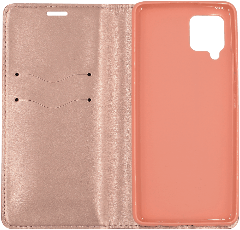 Samsung Galaxy A42 5G (SM-A426B) oldalra nyíló flipes bőrtok asztali tartó funkciós rozéarany