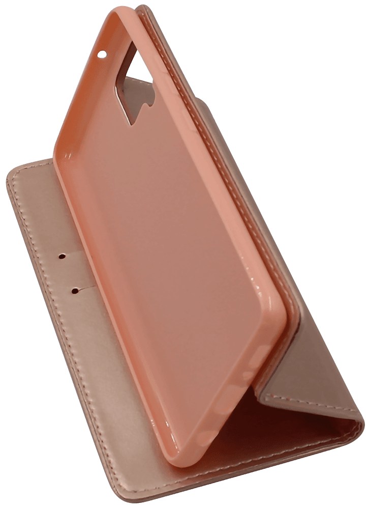 Samsung Galaxy A42 5G (SM-A426B) oldalra nyíló flipes bőrtok asztali tartó funkciós rozéarany