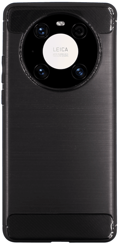 Huawei Mate 40 Pro ütésálló szilikon tok szálcsiszolt-karbon minta légpárnás sarok fekete