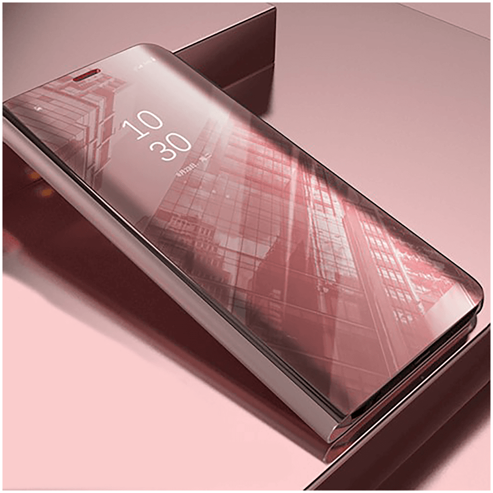 Samsung Galaxy S8 (G950) oldalra nyíló flipes bőrtok Smart Clear View rozéarany