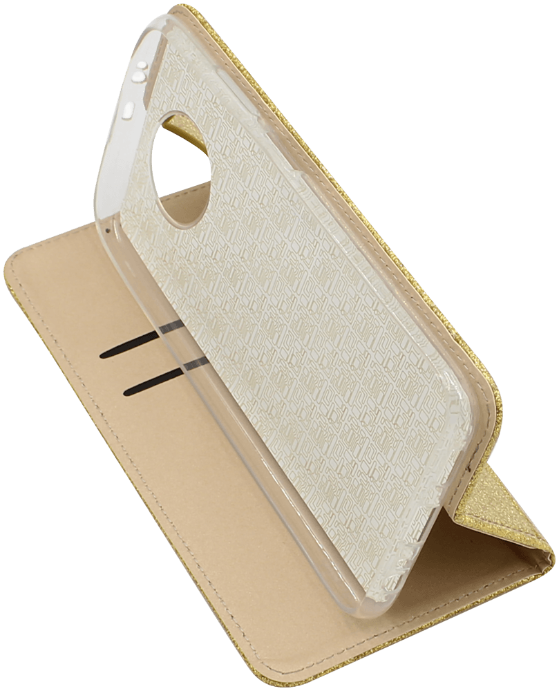 Xiaomi Redmi Note 9T oldalra nyíló flipes bőrtok csillámos arany