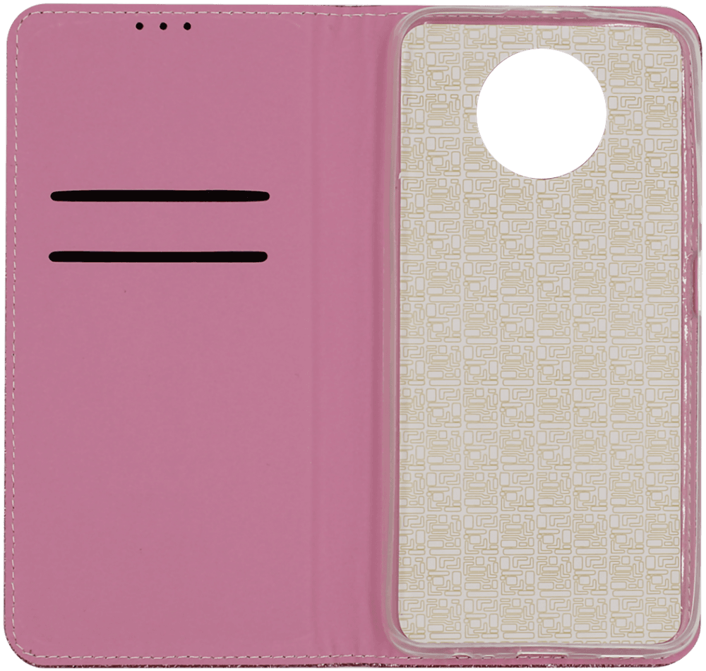 Xiaomi Redmi Note 9T oldalra nyíló flipes bőrtok csillámos rozéarany