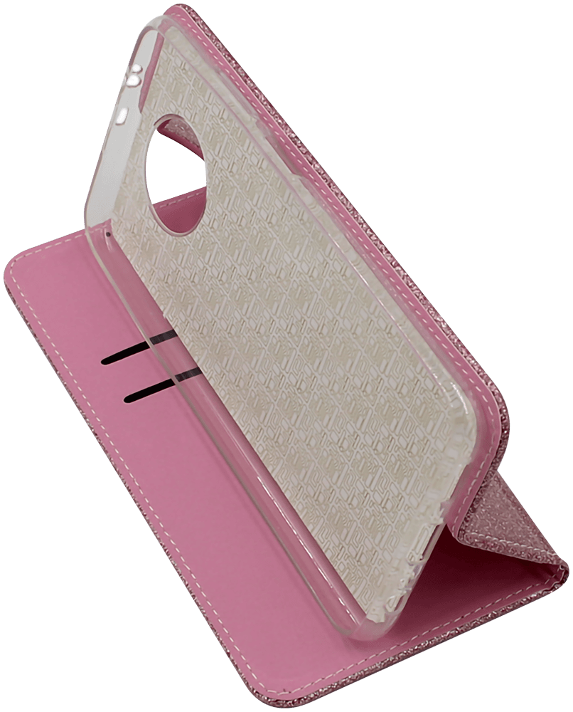 Xiaomi Redmi Note 9T oldalra nyíló flipes bőrtok csillámos rozéarany