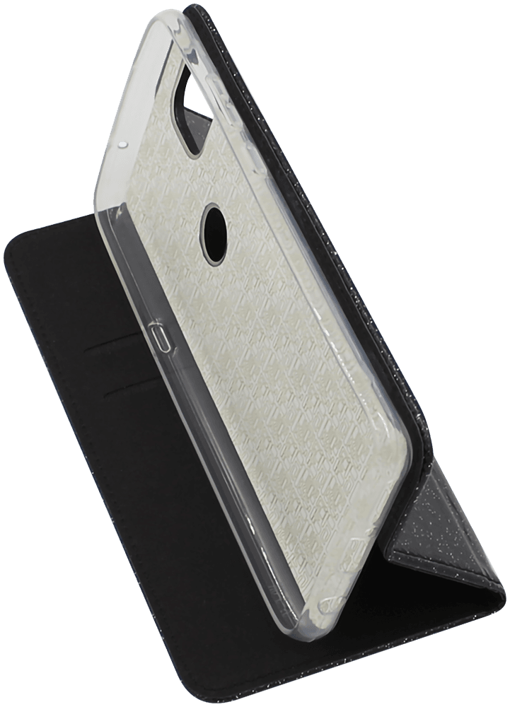 Motorola Moto G 5G oldalra nyíló flipes bőrtok csillámos fekete
