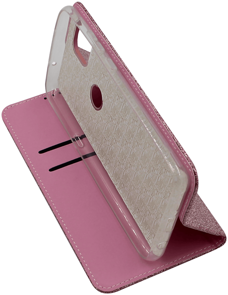 Motorola Moto G 5G oldalra nyíló flipes bőrtok csillámos rozéarany