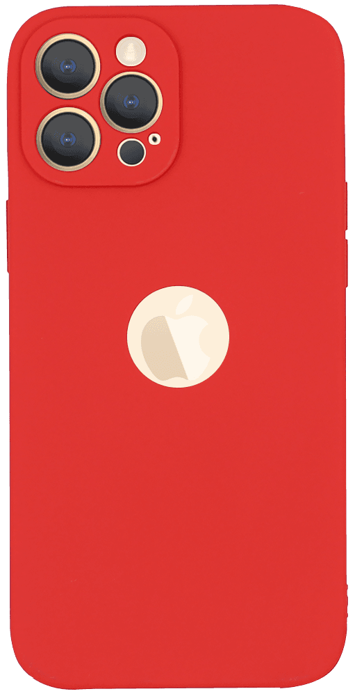 Apple iPhone 12 Pro Max szilikon tok logó kihagyós kameravédővel matt piros