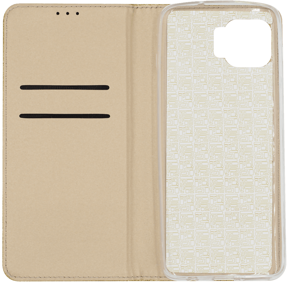 Motorola Moto G 5G Plus oldalra nyíló flipes bőrtok csillámos arany