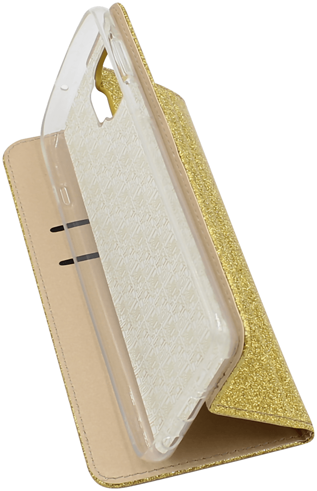 Motorola Moto G 5G Plus oldalra nyíló flipes bőrtok csillámos arany